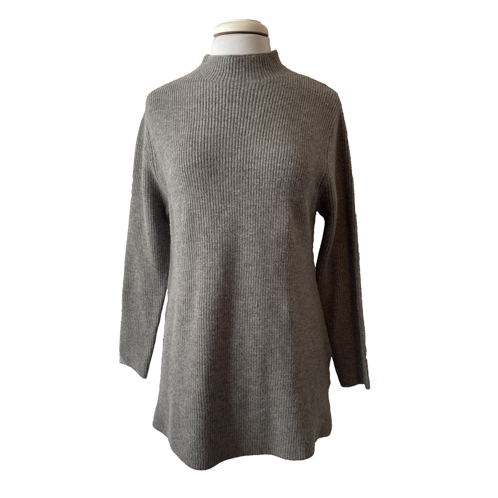 Dress Forum LA Boho Chic Women’s M Mock Neck Ribbed Knit Tunic Sweater Neutral